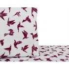 Bawełna w ptaki origami karmazynowe, biała