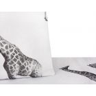 Bawełna dekoracyjna, żyrafy, białe tło