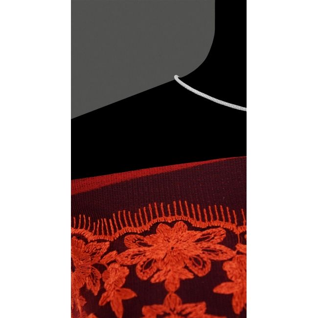 Czerwona gipiura z borderem, kwiatowy wzór