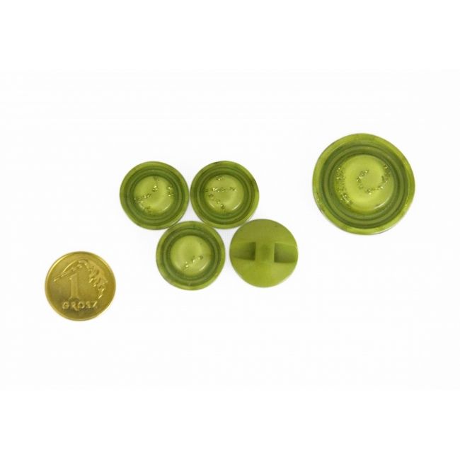 Guziki z połyskującą obwolutą, oliwkowe, małe 15 mm