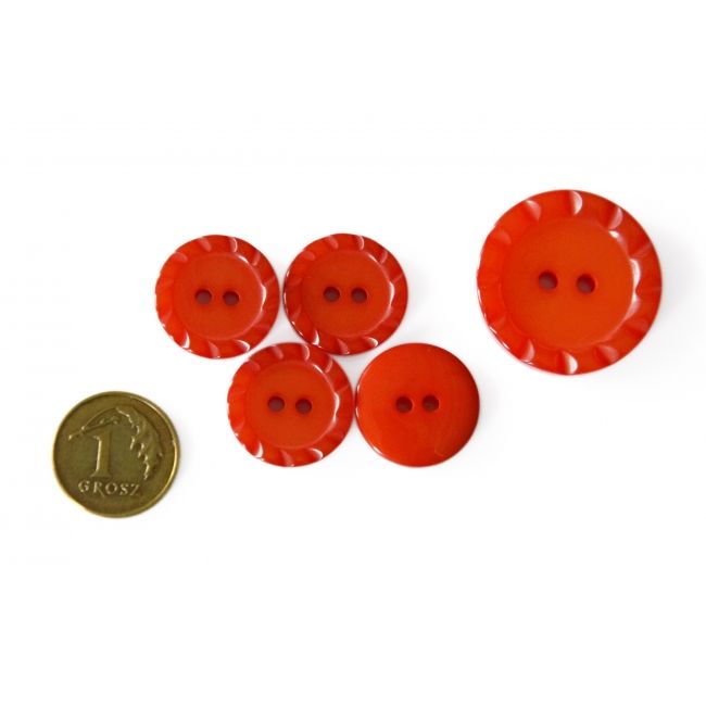 Guziki jasne czerwone okrągłe, małe 15 mm