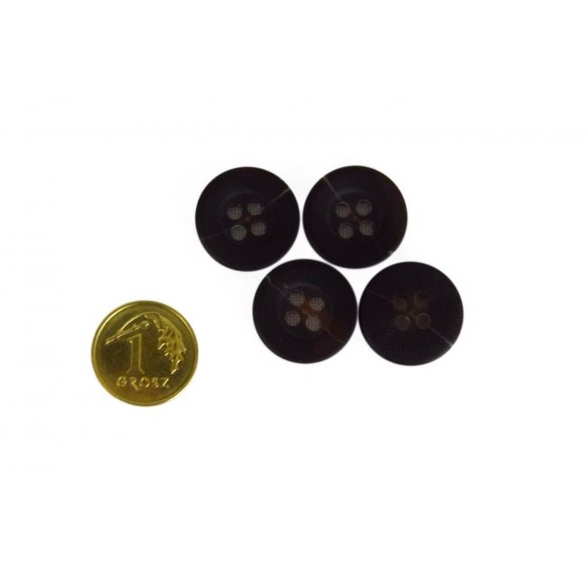 Guziki koszulowe, ciemne brązowe mazane, 15 mm