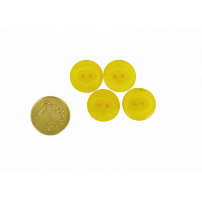 Guziki żółte, srebrny owal, 12 mm