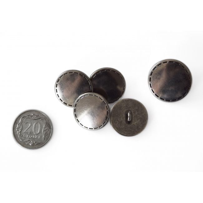 Guziki metalowe na stopce srebrne, małe 18 mm