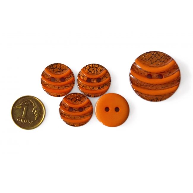 Guziki w panterkę, pomarańczowe, małe 15 mm