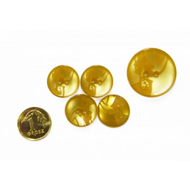 Guziki sylwetka kobieca, złotawe, małe 16 mm