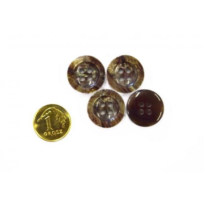 Guziki klasyczne, brązowe mazane, 15 mm