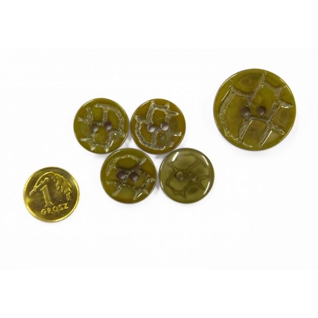 Guziki oliwkowe, wzorzyste, małe 15 mm