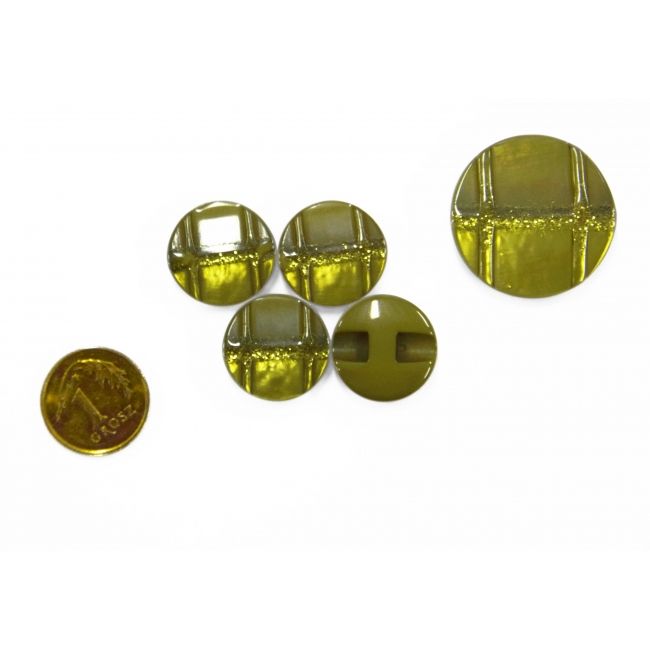 Guziki oliwkowe wzorzyste, małe 15 mm