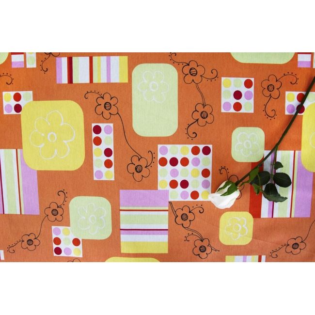 Tania tkanina obiciowa, patchwork wzór pomarańcz
