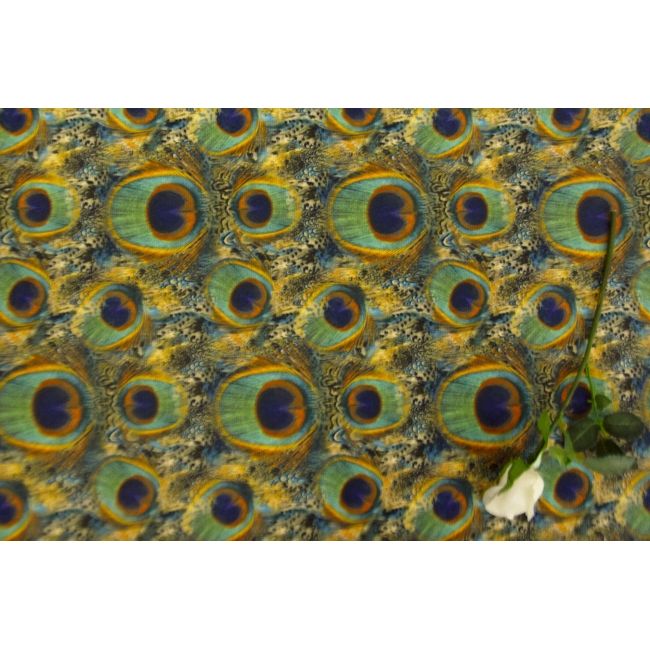 Tkanina obiciowa tapicerska pawie pióra, zielona