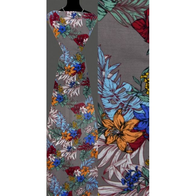 Żorżeta, tkanina kreszowana w kolorowe kwiaty